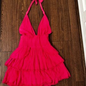 Loveshackfancy hot pink halter dress
